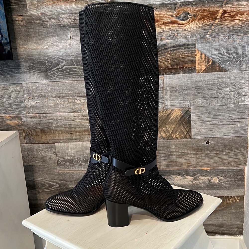 CHRISTIAN DIOR Empriente Mesh Montaigne Knee Boots black size 38. BRAND NEW!!! - Picture 7 of 7